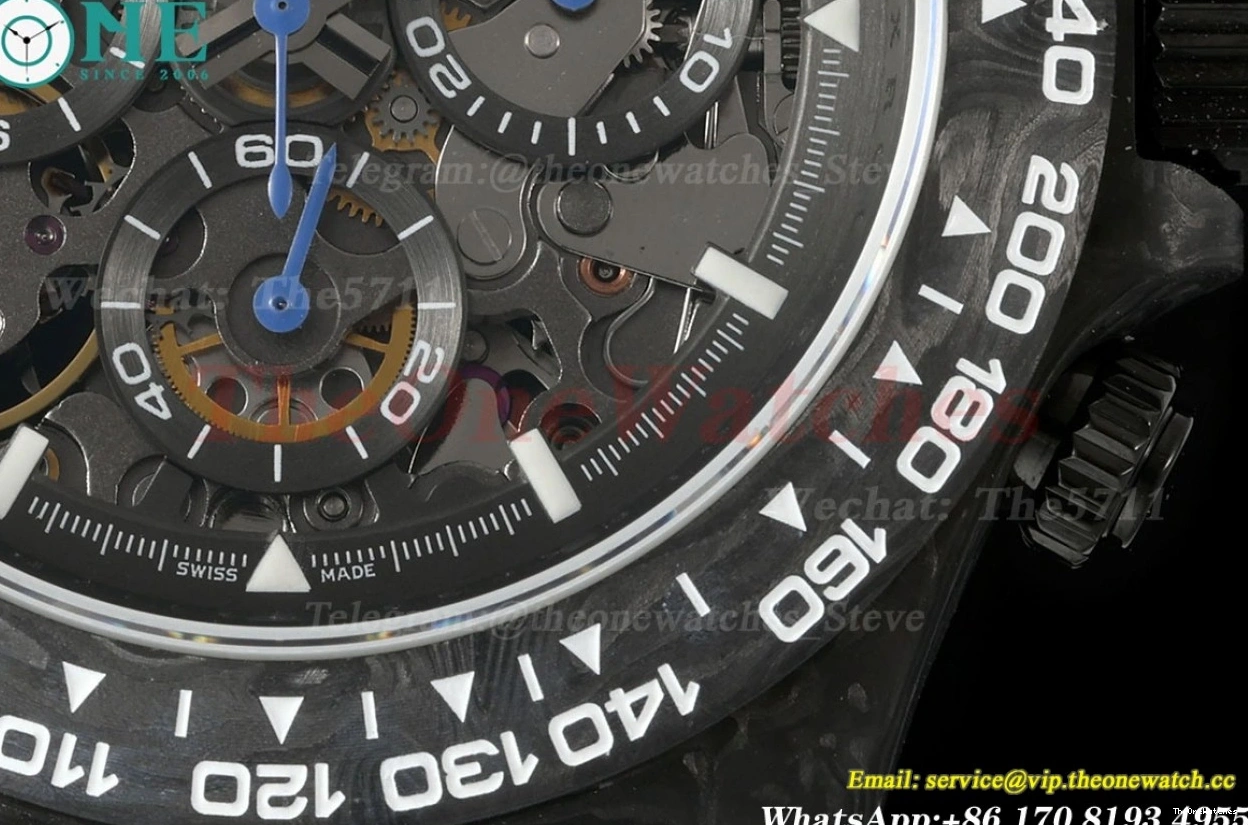 40mm Carbon Diw Dial Daytona N6F Black Skeleton NY DD4801 0127